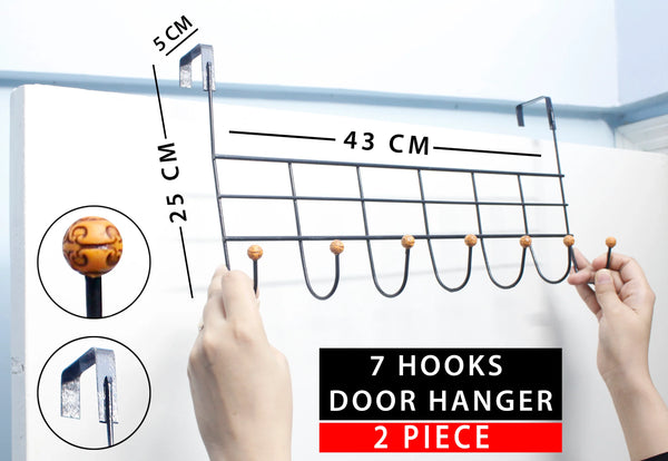 Over the Door Metal Hanger (7 Hooks) || Set of 2