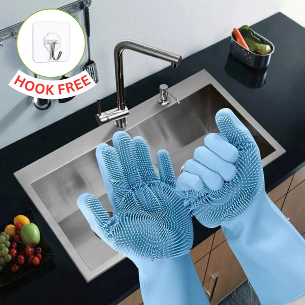 Multi-functional Silicone Dishwashing Gloves (With FREE Hanging Hook)