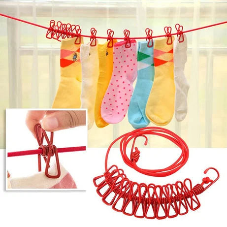 Portable Clip Hangers 185cm Drying Rack Clothes Line With 12 Clip