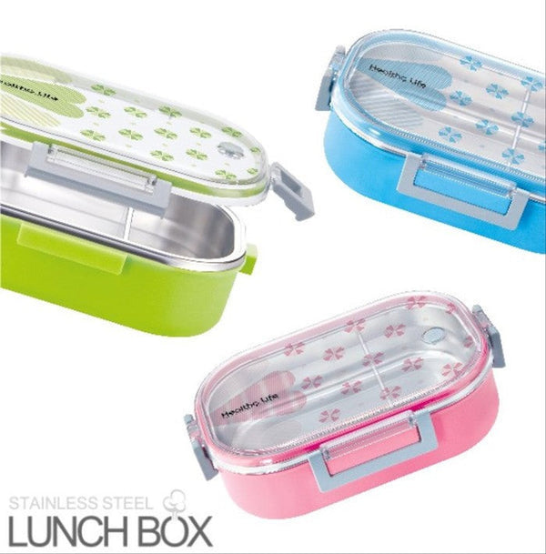 Plastic Lunch Box with White Spoon